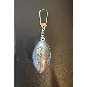 Large Football 3D 925 Sterling Silver Keychain Fine Sports Athletic Mens Gift